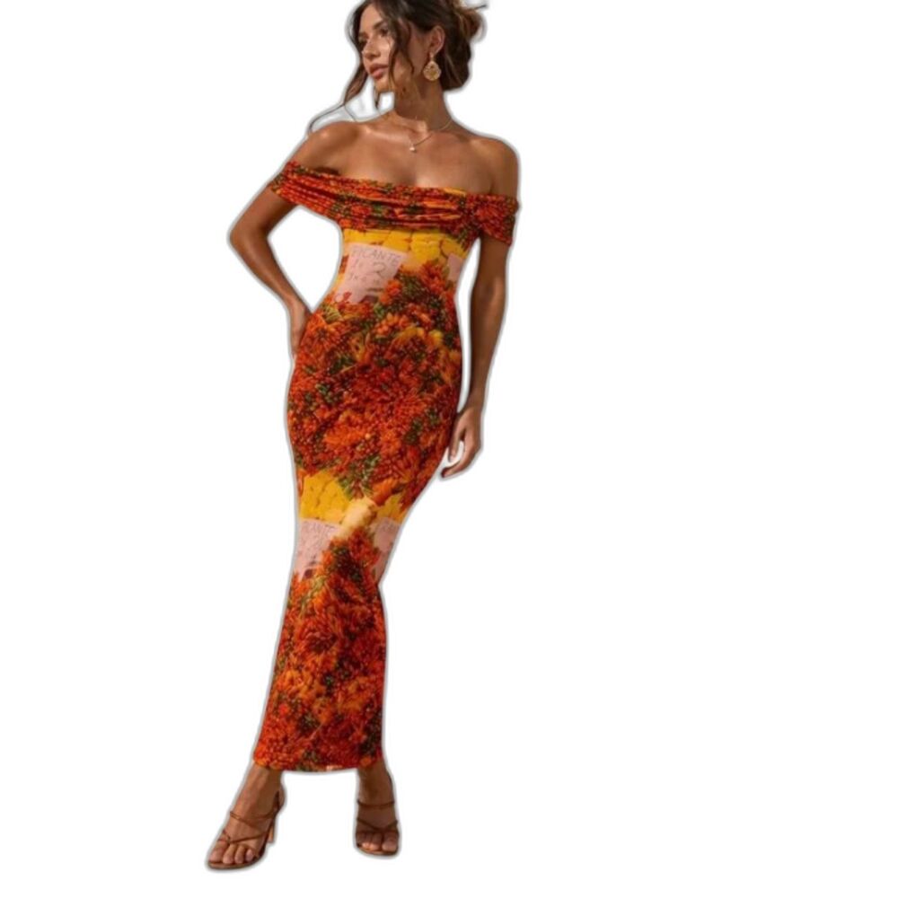 Zara Off Shoulder Dress Chili Pepper Bodycon Dress Small NWT